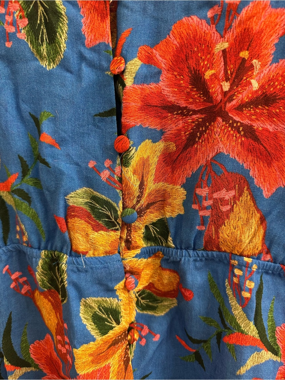 Anthropologie Blue Floral Off-Shoulder Camisole - Picture 5 of 11